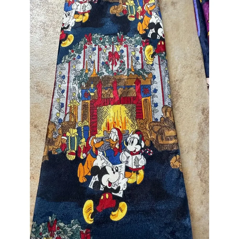 NWT Disney Lot of 2 Silk Neck Ties Hunchback‎ of Notre Dame Mickey Fab 5 Xmas